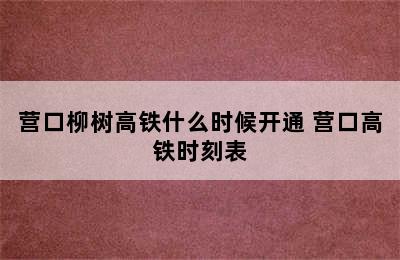 营口柳树高铁什么时候开通 营口高铁时刻表